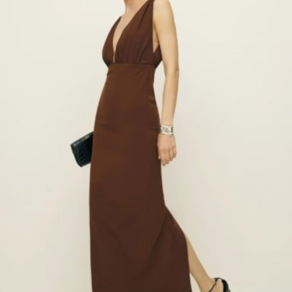 Reformation Velda Dress Brown - Size 8